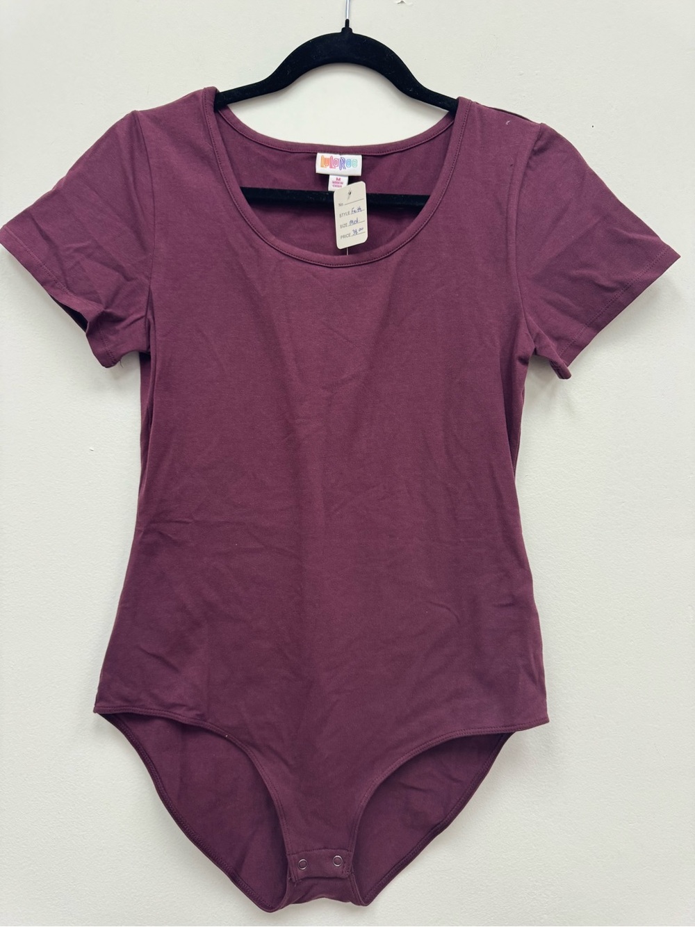 LuLaRoe Women's Short Sleeve Scoop Neck Bodysuit in Plum